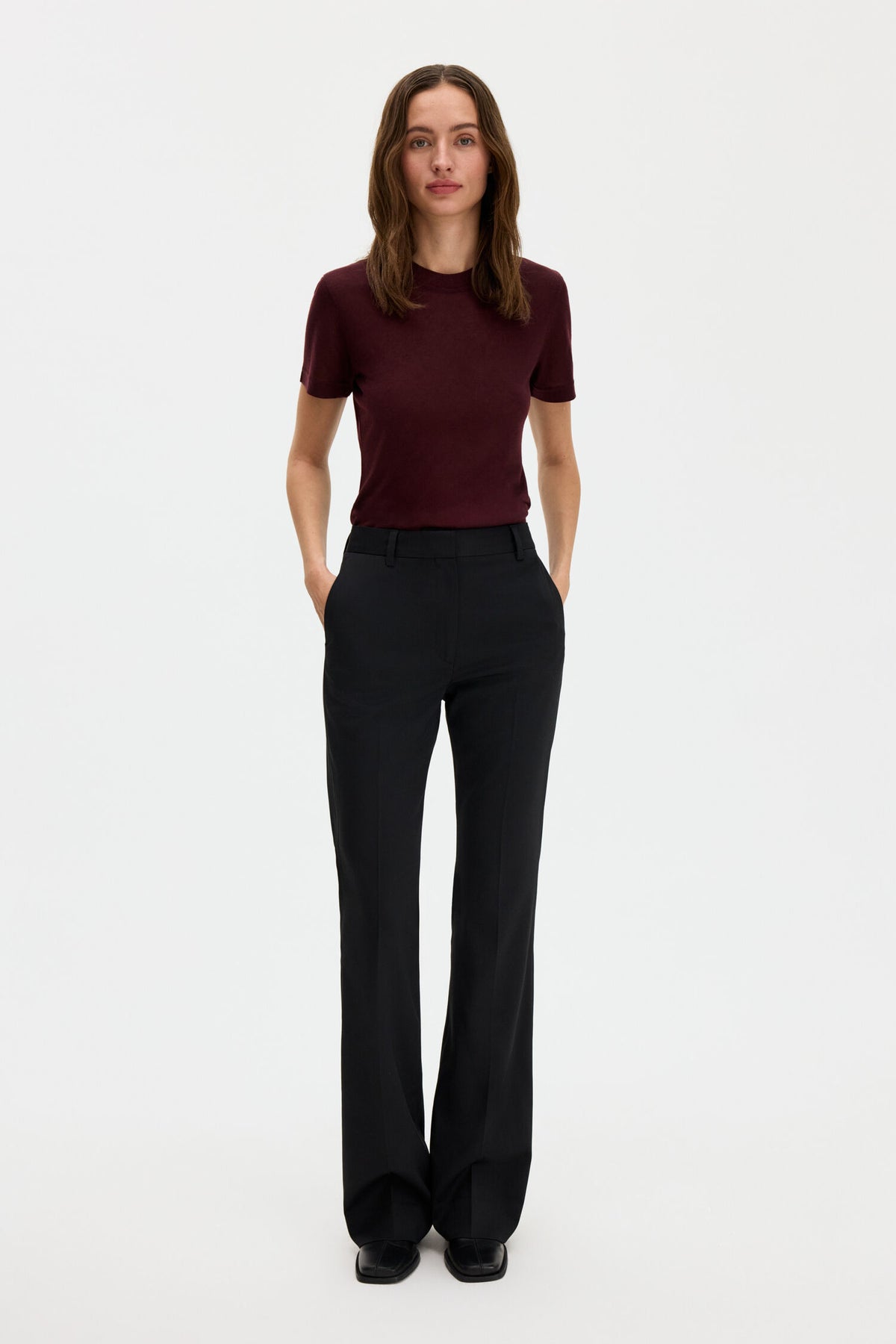 Lyocell Cashmere Tee Dark Burgundy