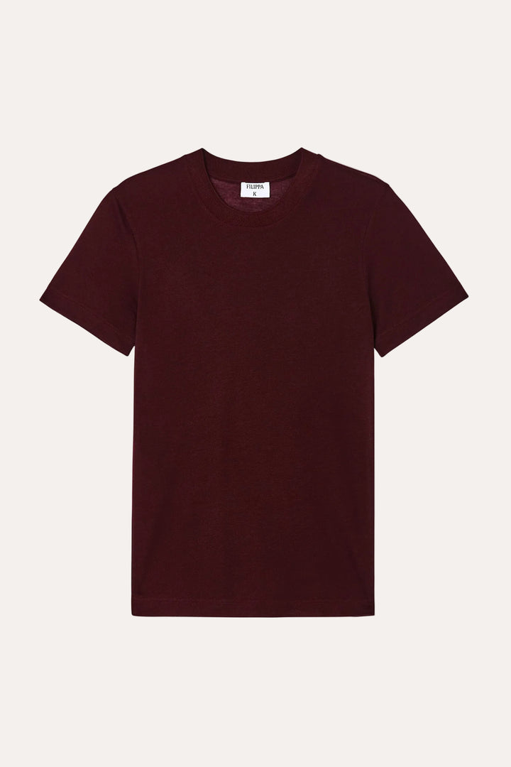 Lyocell Cashmere Tee Dark Burgundy – packshot