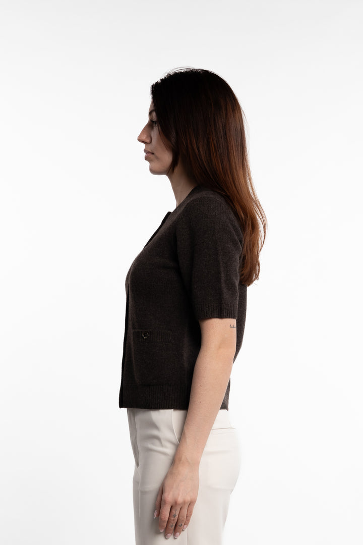 Toulouse Cardigan Tee- Coffee