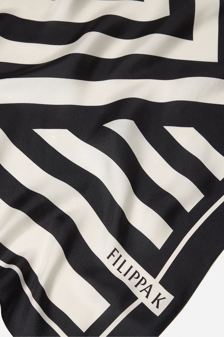 Printed Silk Scarf Black