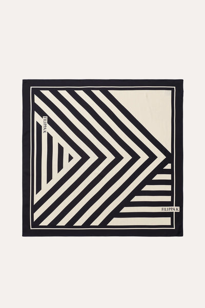 Printed Silk Scarf Black