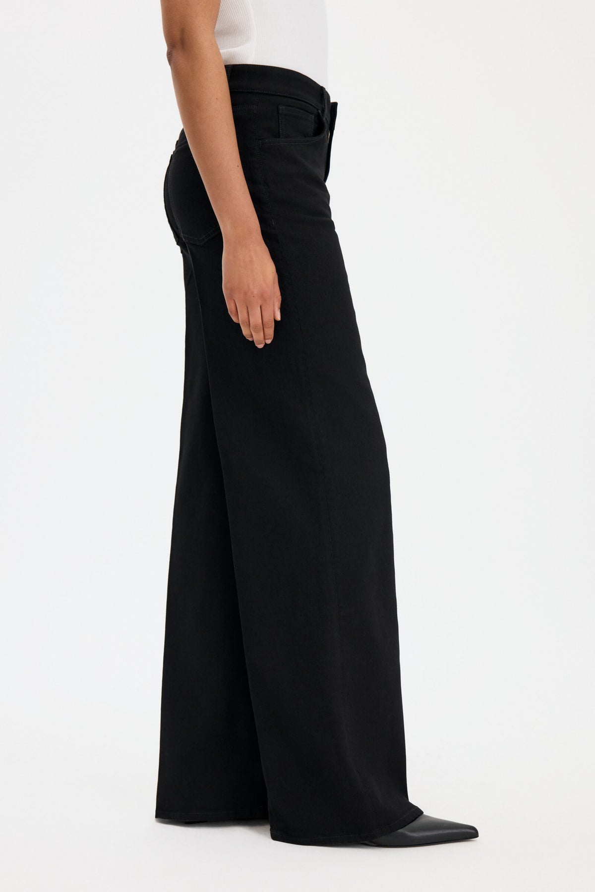 Wide Leg Jeans Rinsed Black