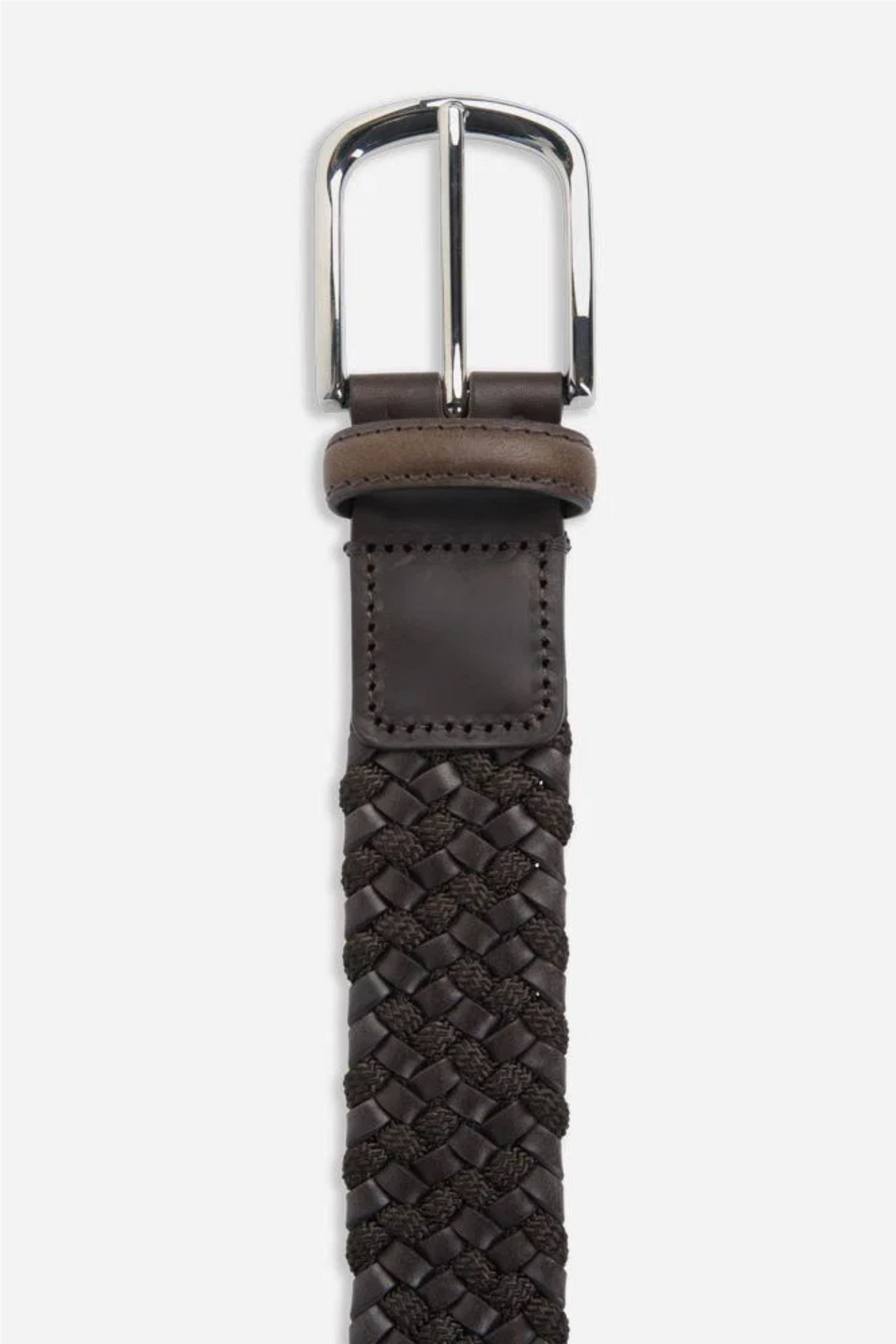 Elastic Leather Belt Dark Brown/Black