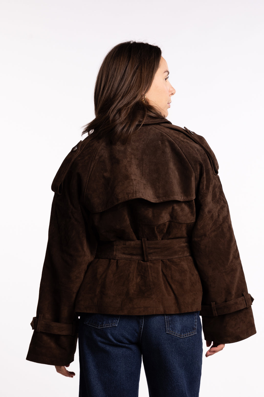 York Cropped Trench- Dark brown