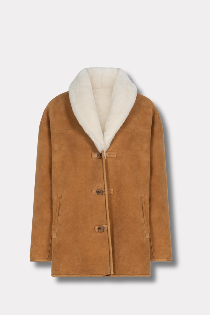 Melli Shearling Jacket- Camel Suede