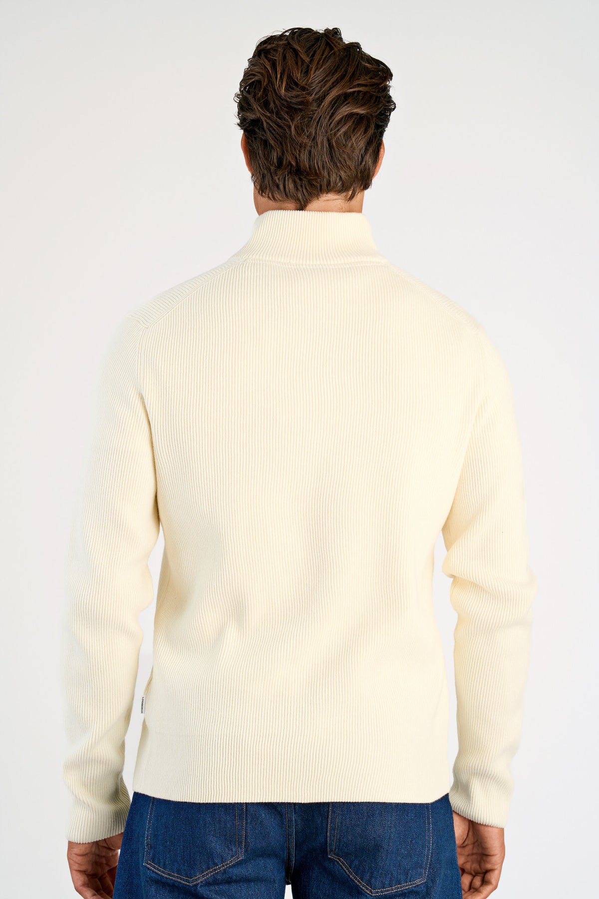 Knitted Zip Cardigan Pearl White - modellbilde bakfra