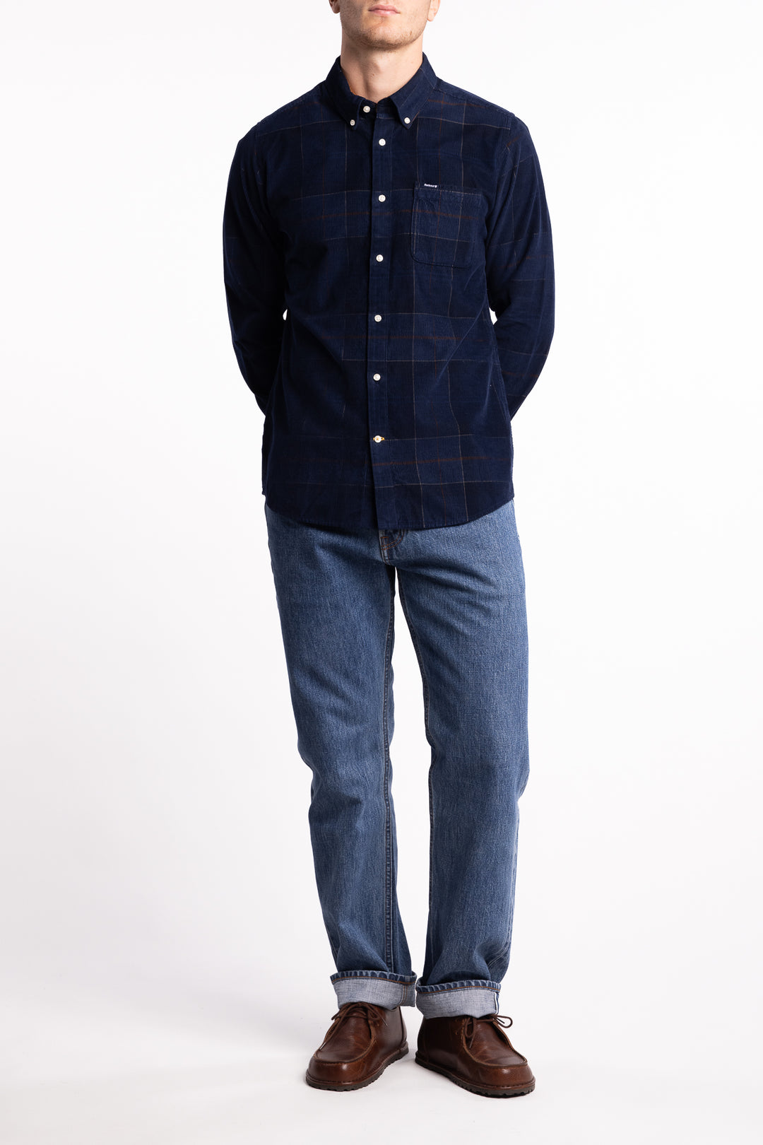 Blair Tailored Long-Sleeved Cord Shirt Midnight Tartan