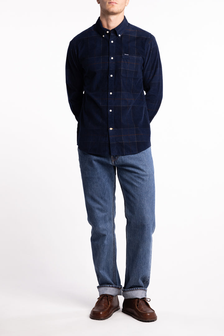 Blair Tailored Long-Sleeved Cord Shirt Midnight Tartan