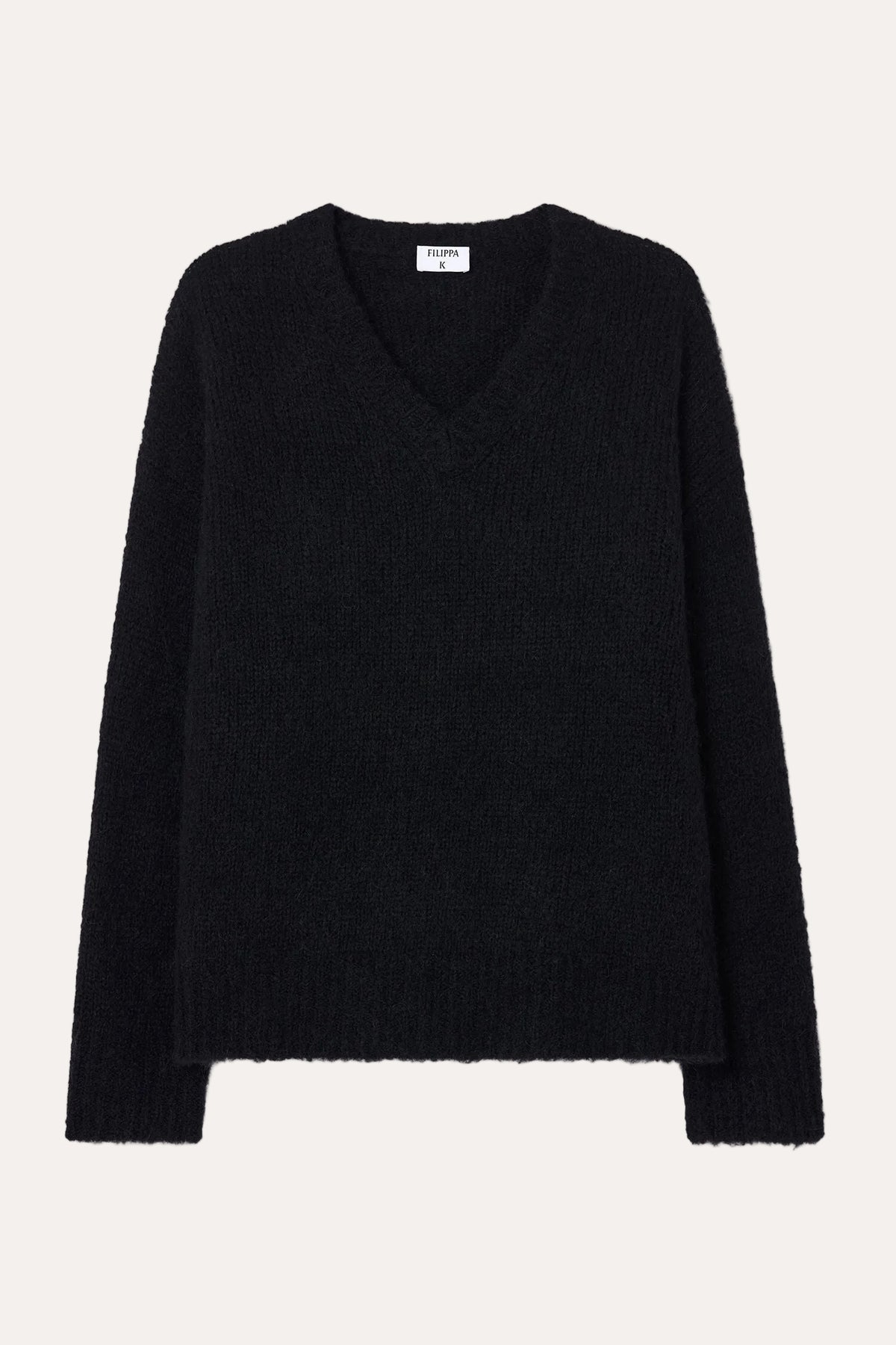 Hairy Alpaca V-neck Sweater Black