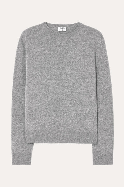 Soft Wool Crewneck Sweater Grey Melange – packshot
