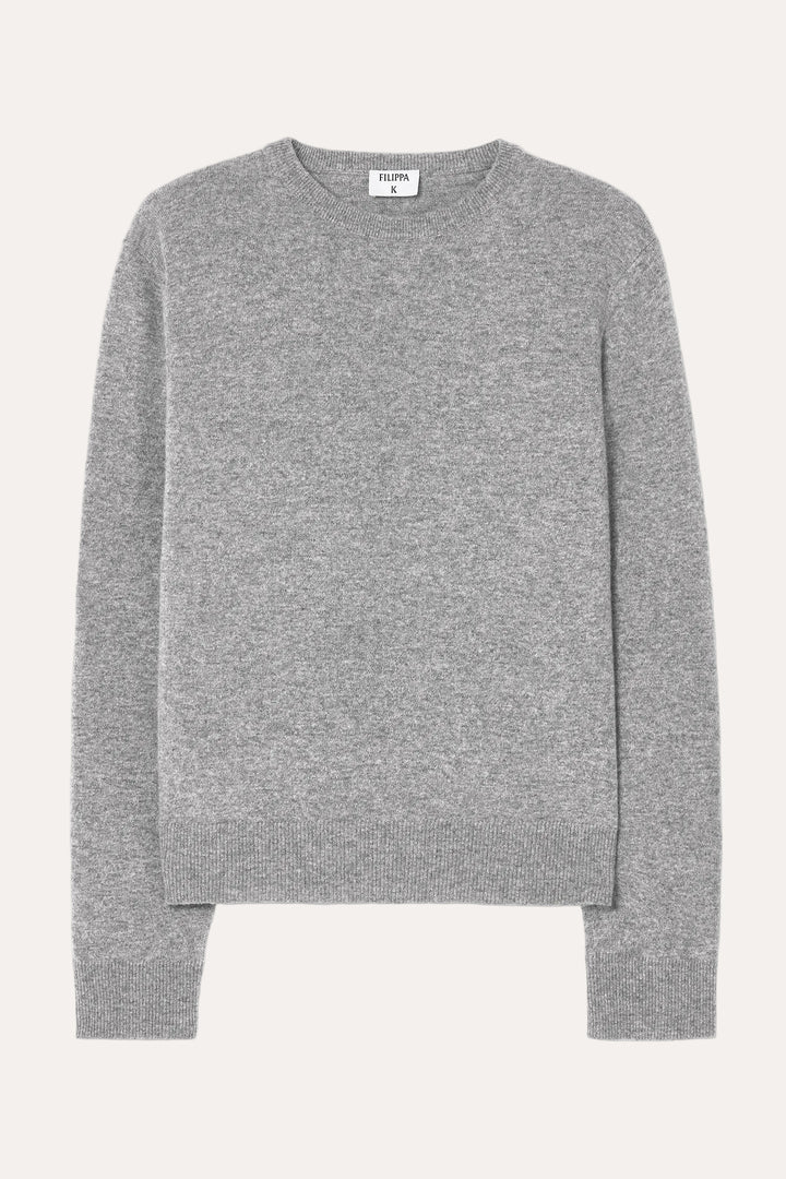 Soft Wool Crewneck Sweater Grey Melange – packshot