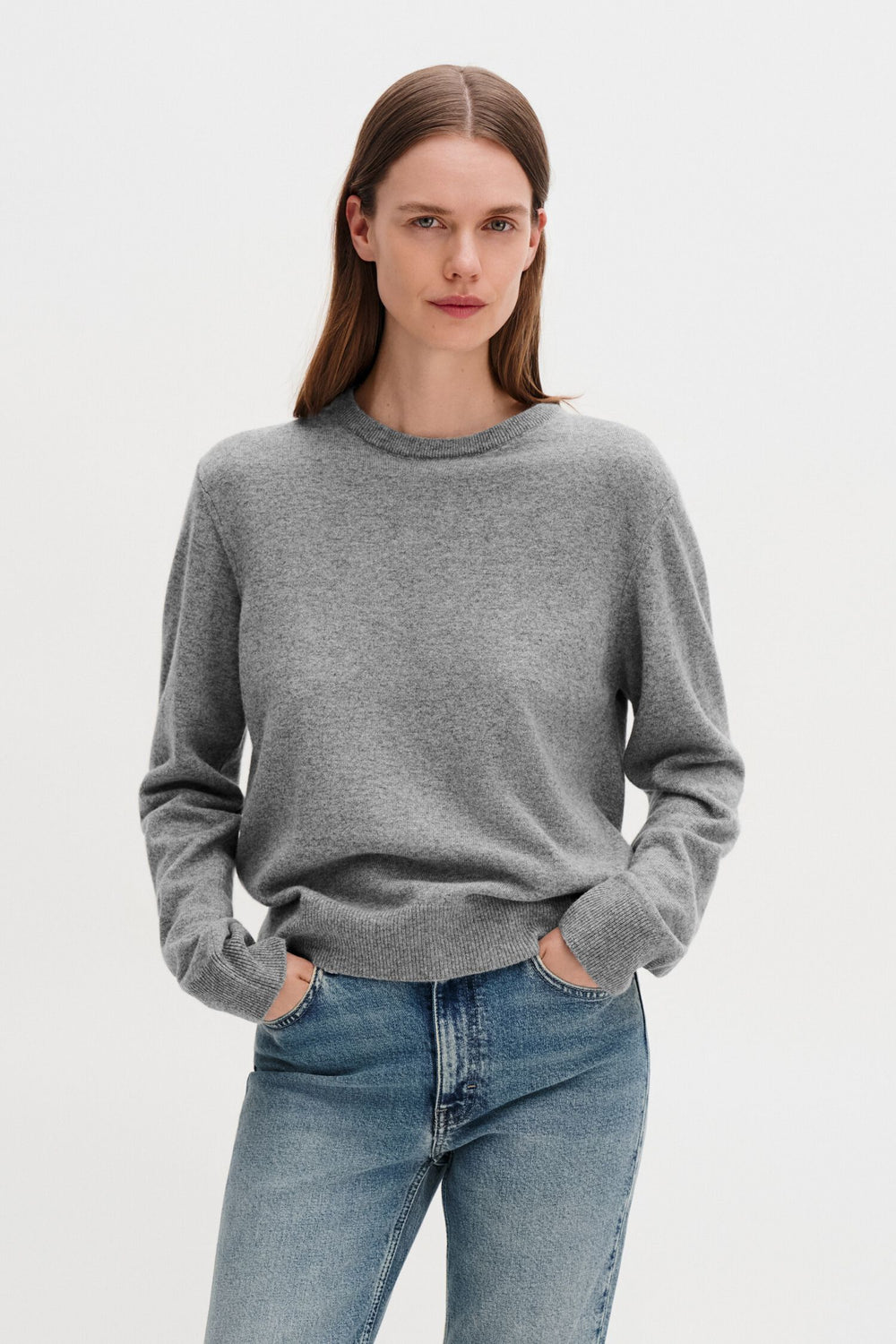 Soft Wool Crewneck Sweater Grey Melange