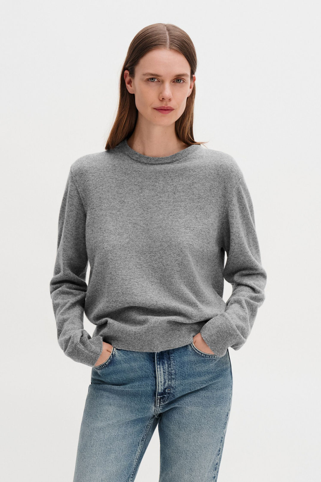 Soft Wool Crewneck Sweater Grey Melange