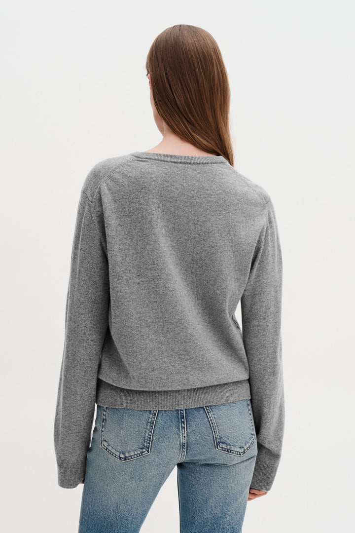 Soft Wool Crewneck Sweater Grey Melange