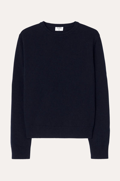 Soft Wool Crewneck Sweater Navy – packshot