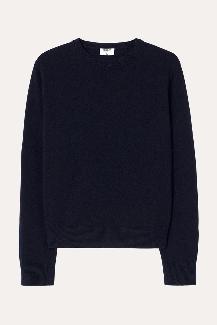 Soft Wool Crewneck Sweater Navy – packshot
