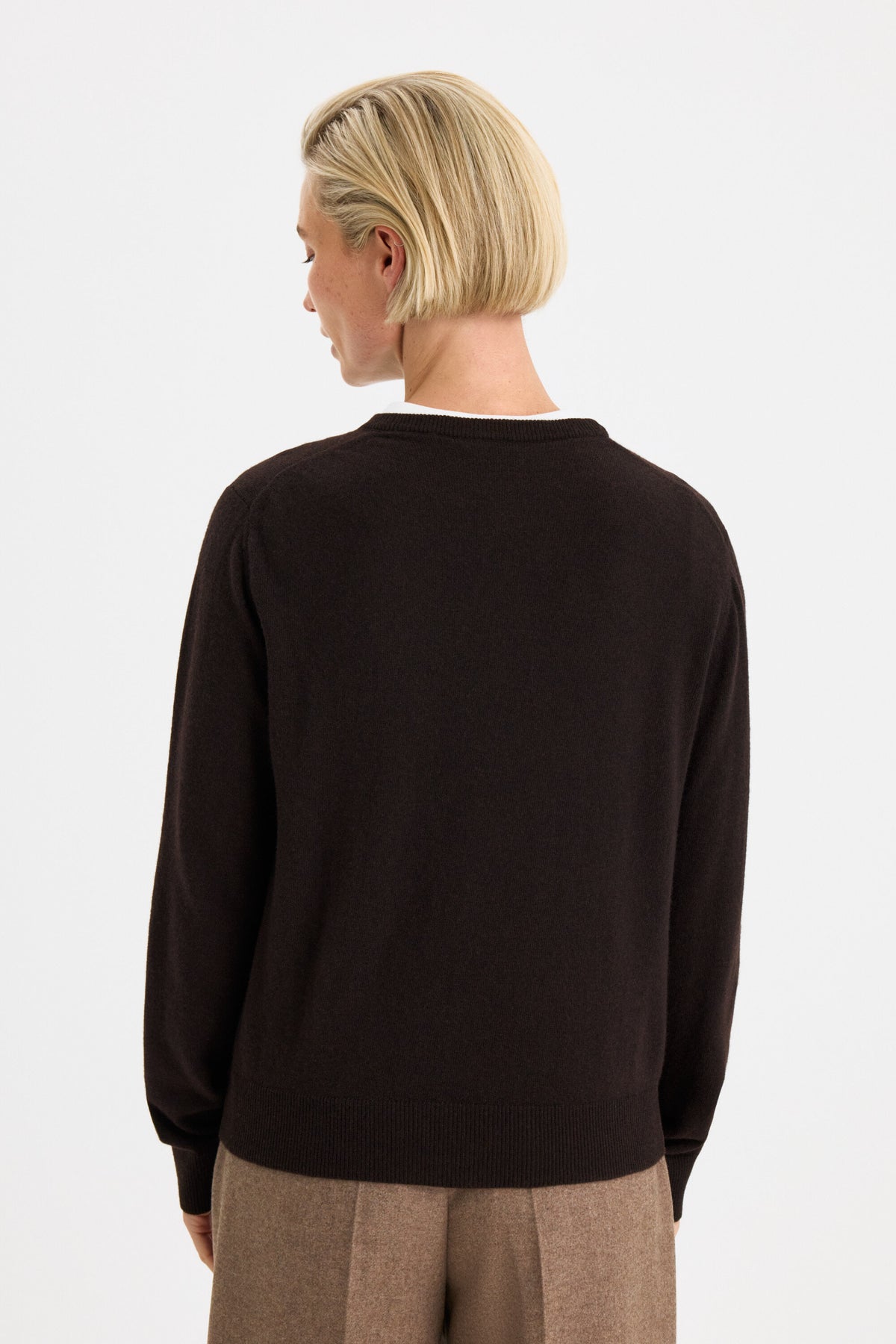Soft Wool Crewneck Sweater Dark Chocolate