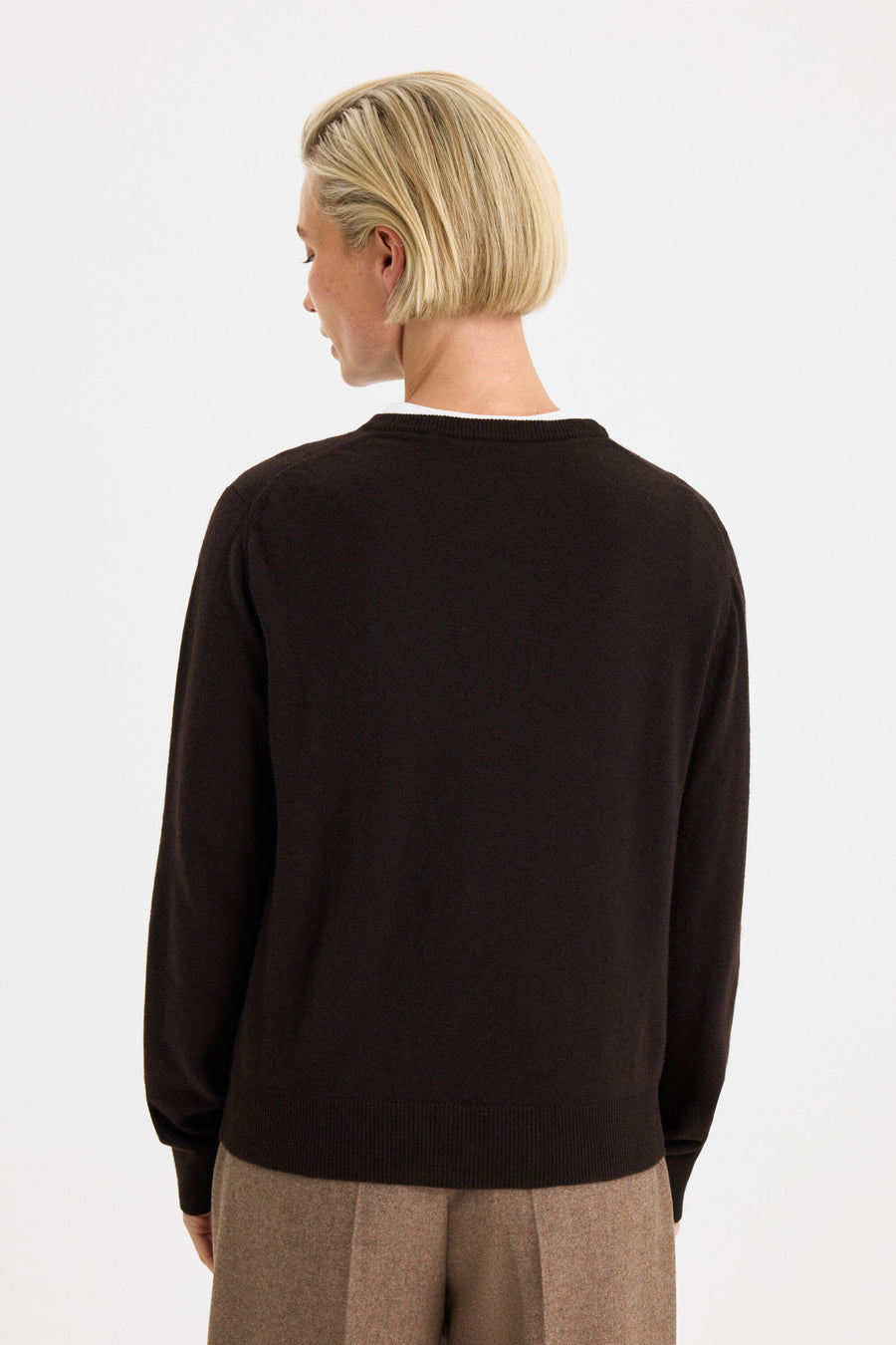 Soft Wool Crewneck Sweater Dark Chocolate