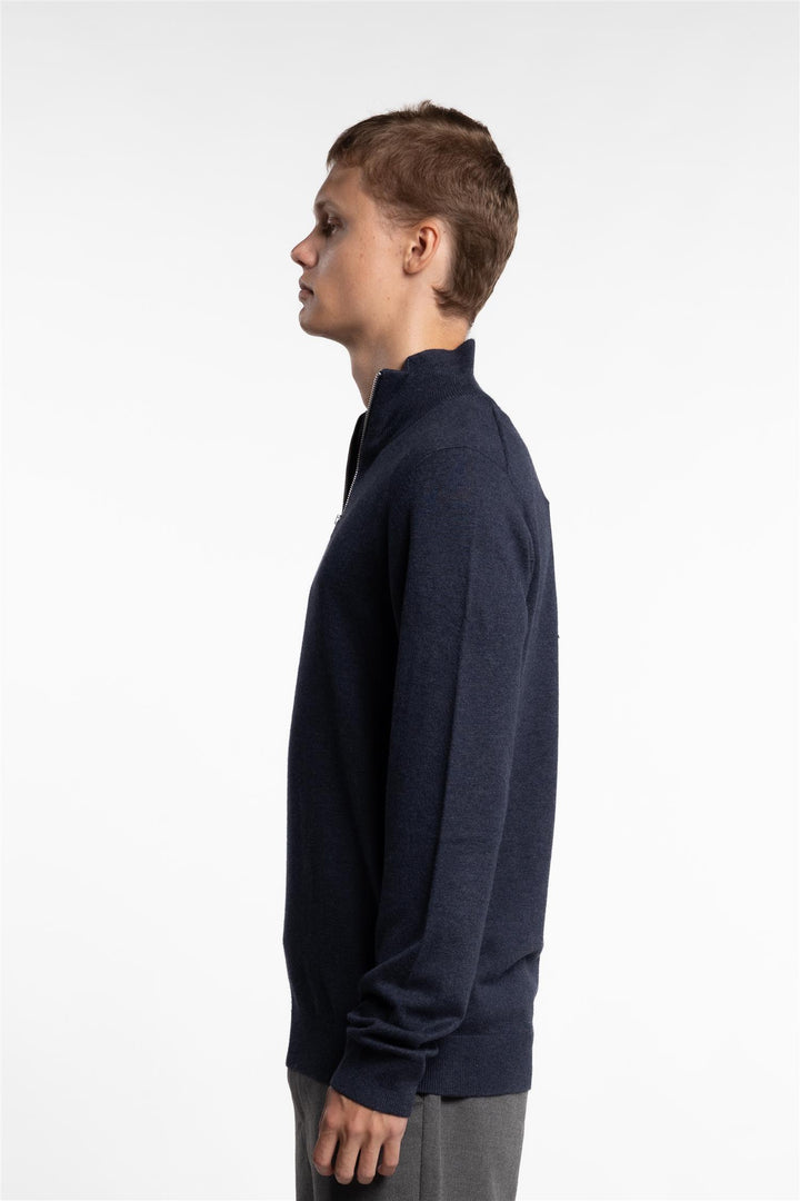 Half Zip Mélange Knit Navy Mix