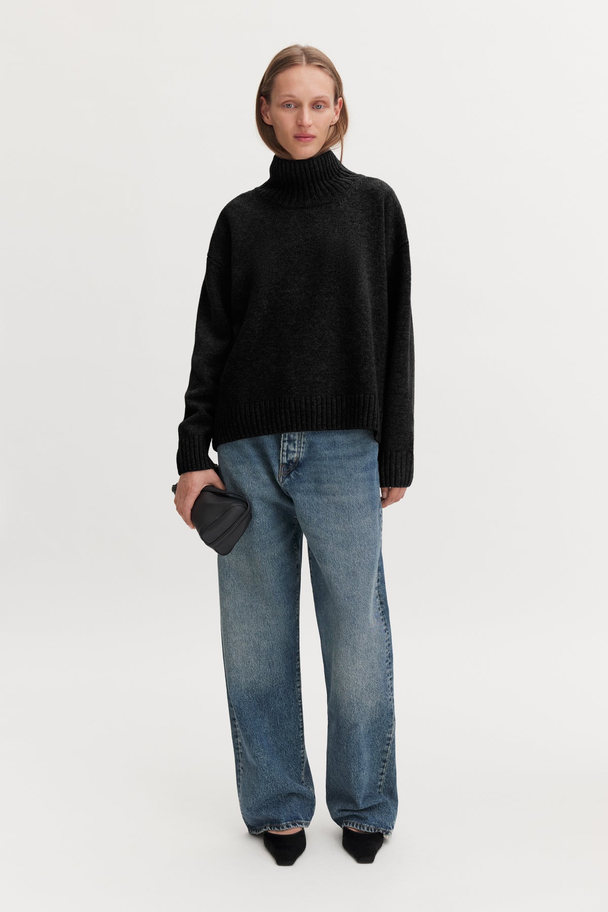 Wool cashmere turtleneck sweat - Black