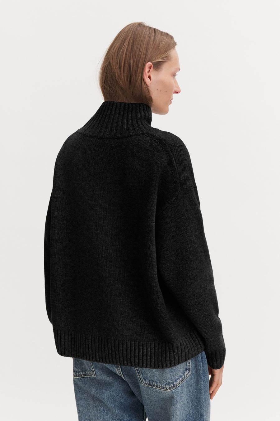Wool cashmere turtleneck sweat - Black