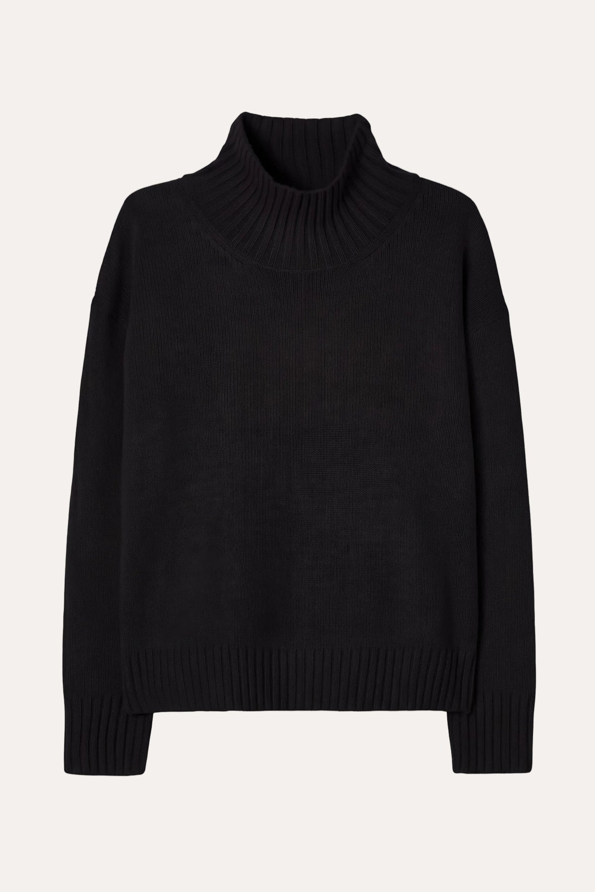Wool cashmere turtleneck sweat - Black