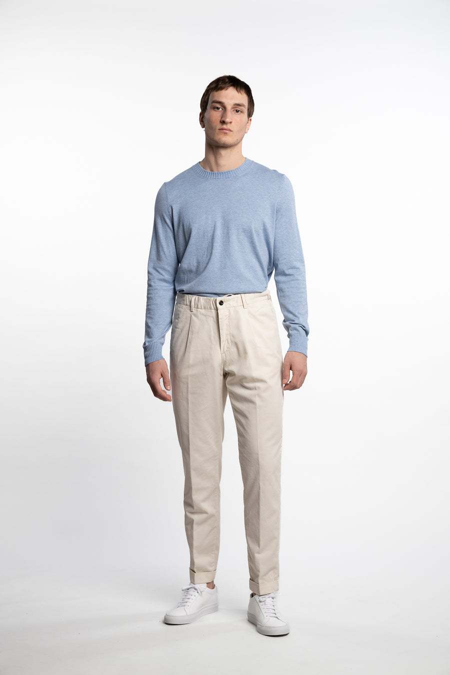 Capri Pleated Cotton/Linen Pant Beige