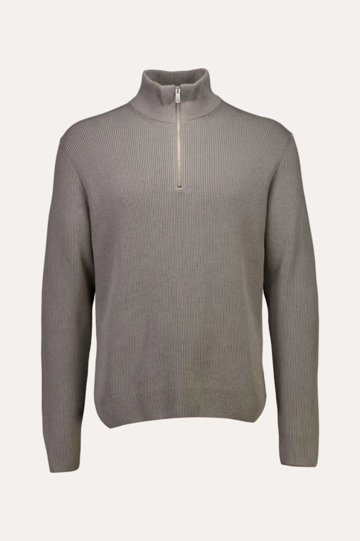 Half Zip Rib Knit Grey Stone - packshot forfra