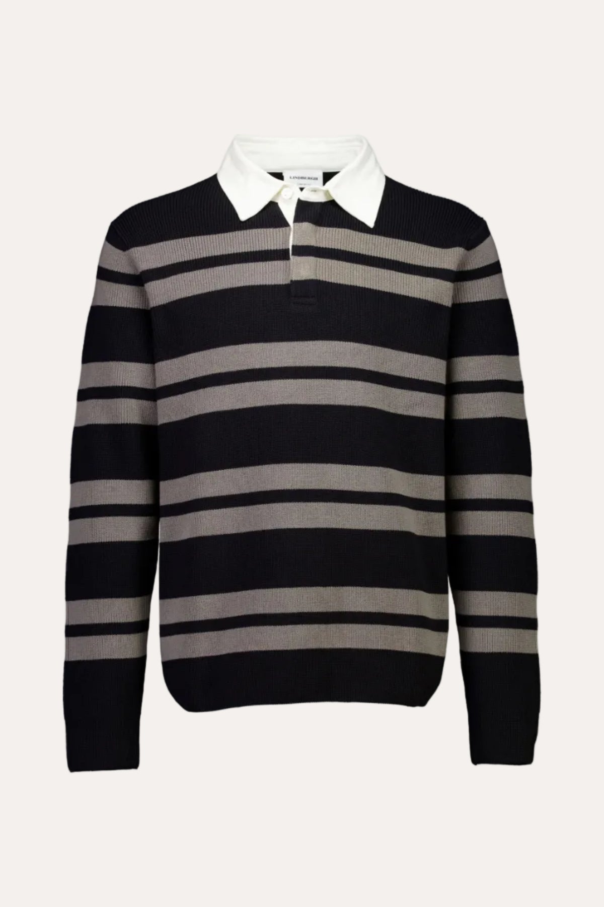 Knit Striped L/S Rugby Shirt Black - packshot forfra