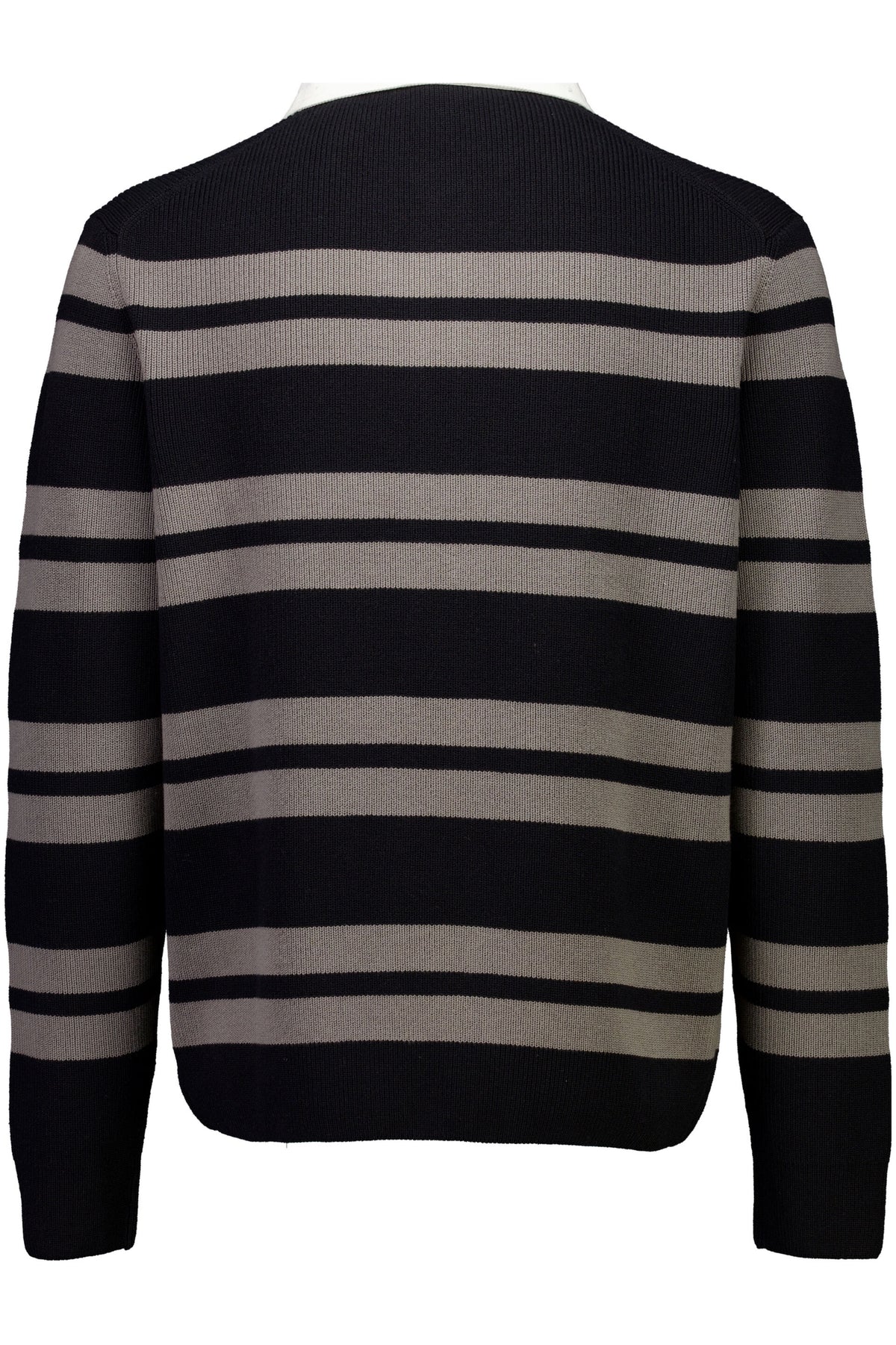 Knit Striped L/S Rugby Shirt Black - packshot bakfra