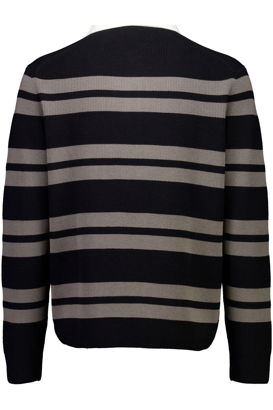Knit Striped L/S Rugby Shirt Black - packshot bakfra