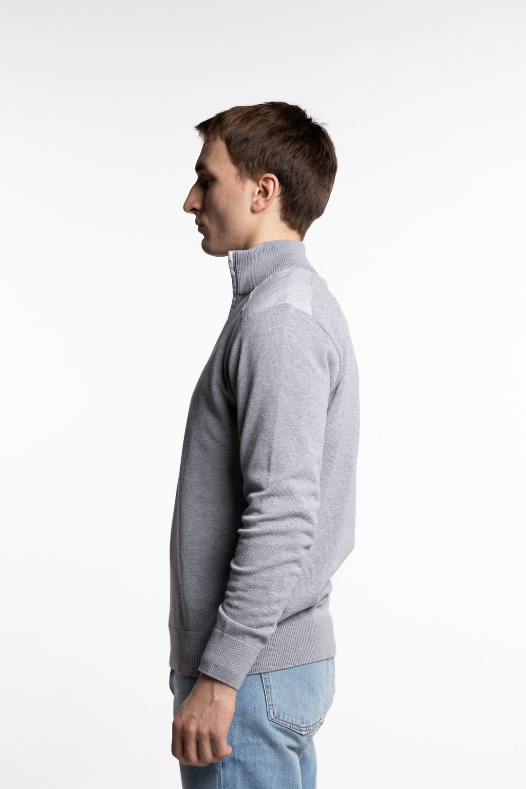 Fresco Cotton Half-Zip Grey