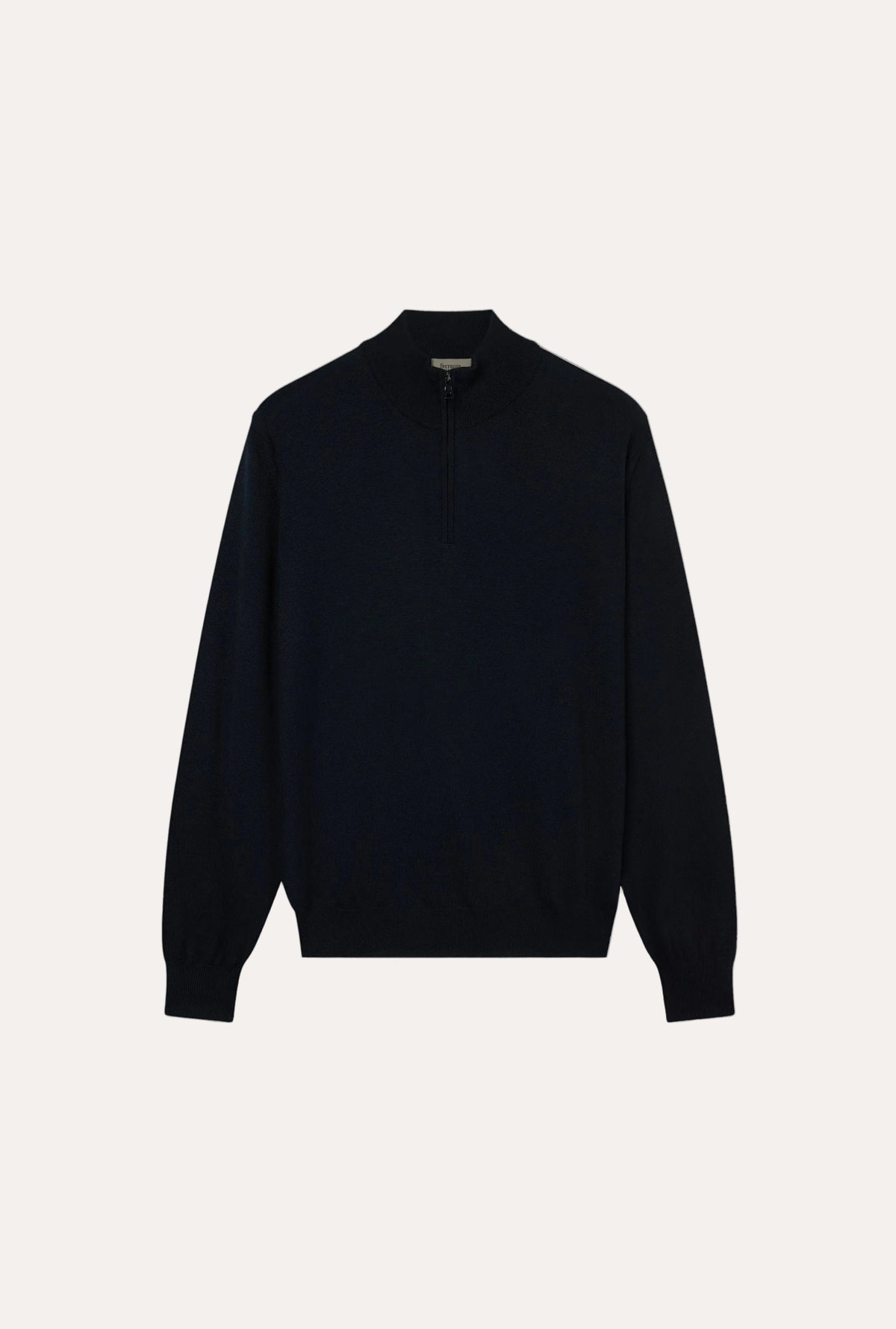 Merino Wool Half Zip Navy – frontvisning