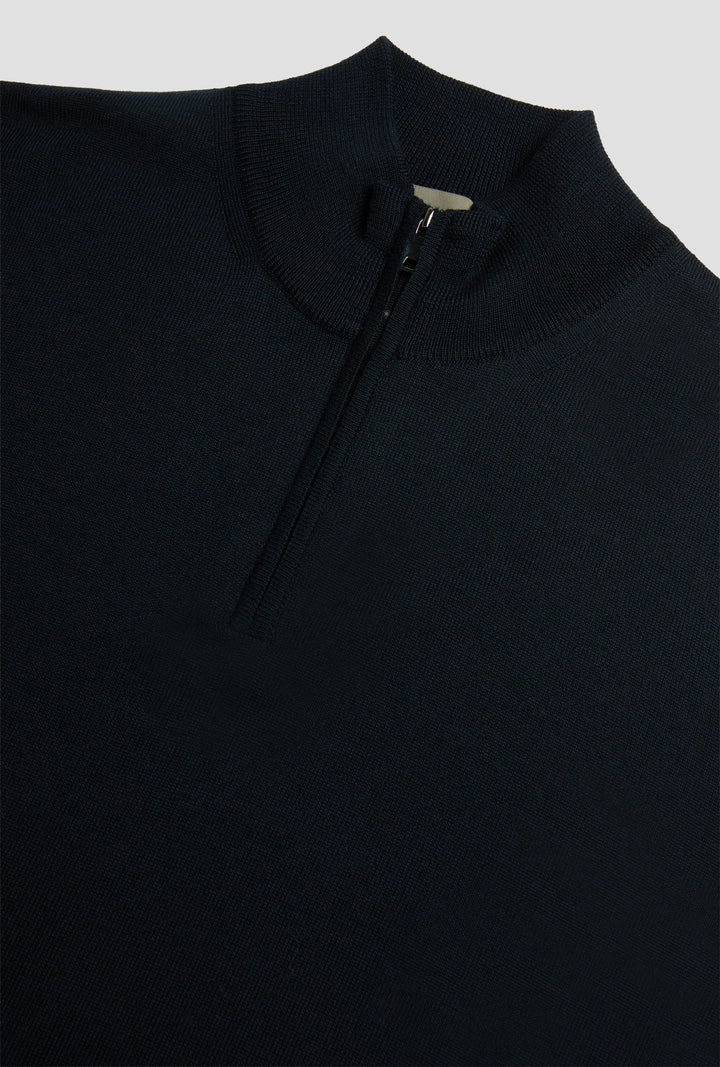 Merino Wool Half Zip Navy – bakvisning