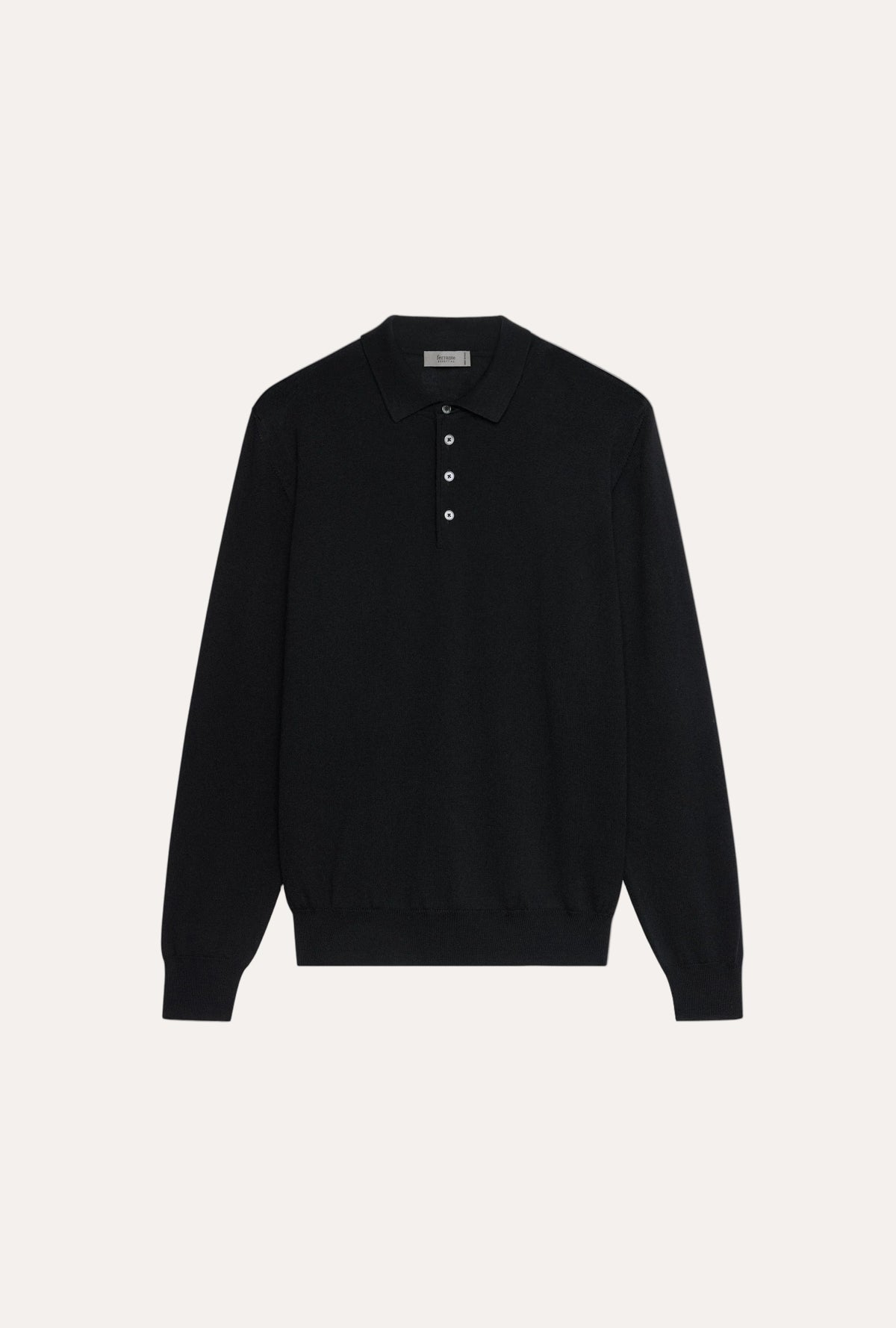 Merino Wool Polo Button Blue – frontvisning