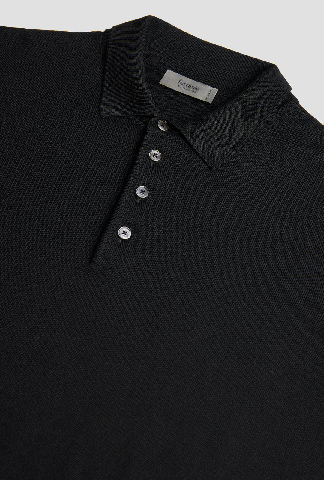 Merino Wool Polo Button Blue – bakvisning