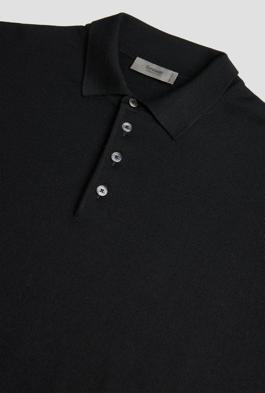Merino Wool Polo Button Blue – bakvisning