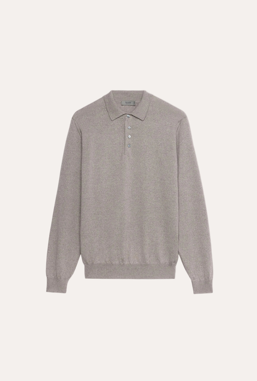 Merino Wool Polo Button Light Brown – frontvisning