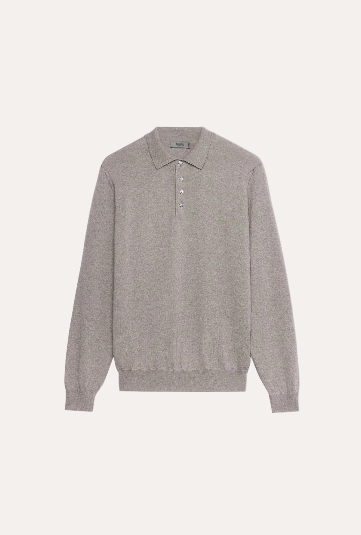 Merino Wool Polo Button Light Brown – frontvisning