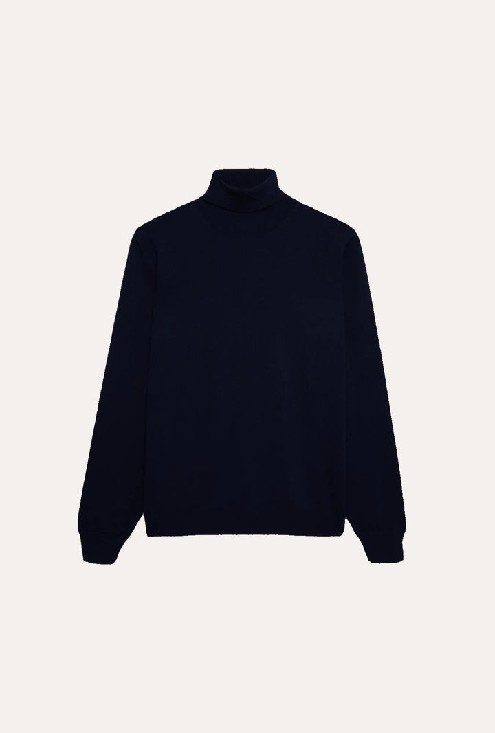 Merino Wool Turtleneck Navy – frontvisning
