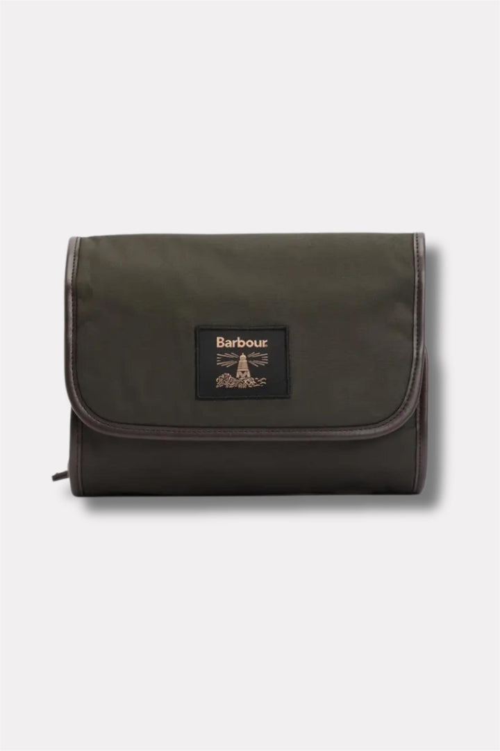 Wax Hanging Washbag Olive/Beacon