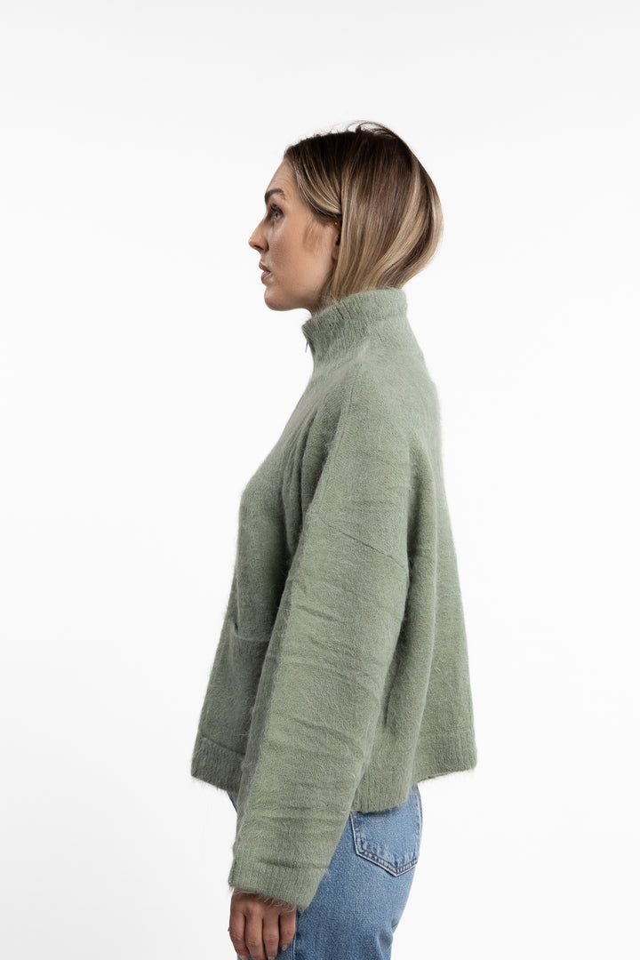 Tine Fluffy Cardigan- Green