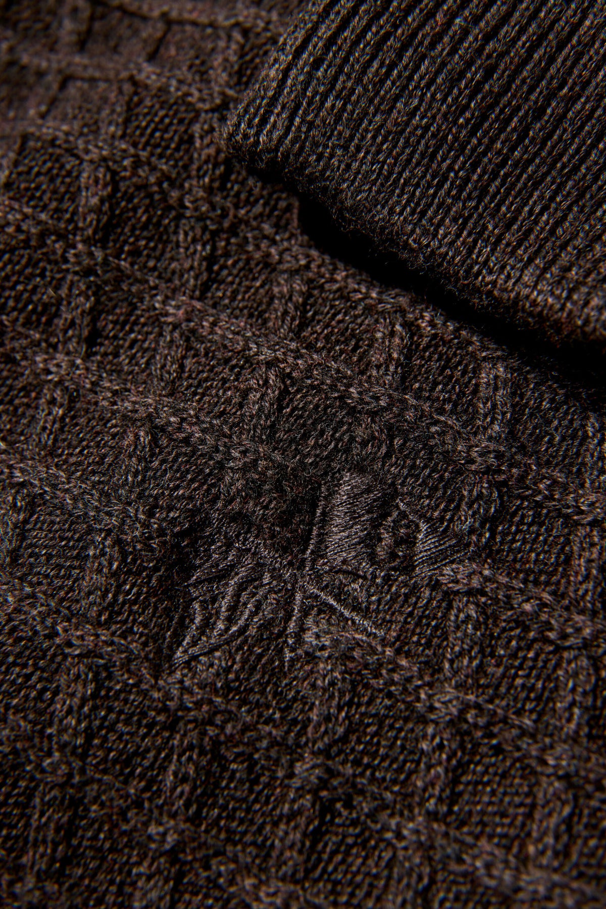 Cable Knit Jumper Dk Brown Melange
