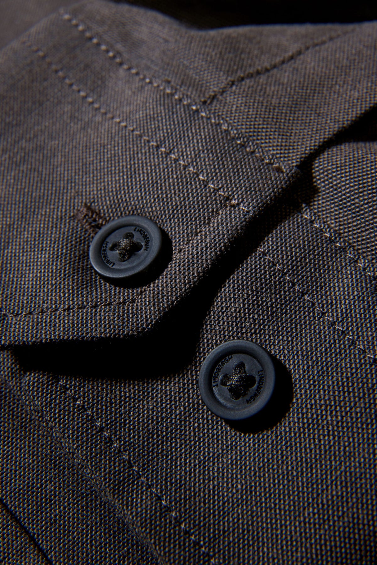 Oxford Superflex Shirt L/S Dk Brown Mix - detaljbilde
