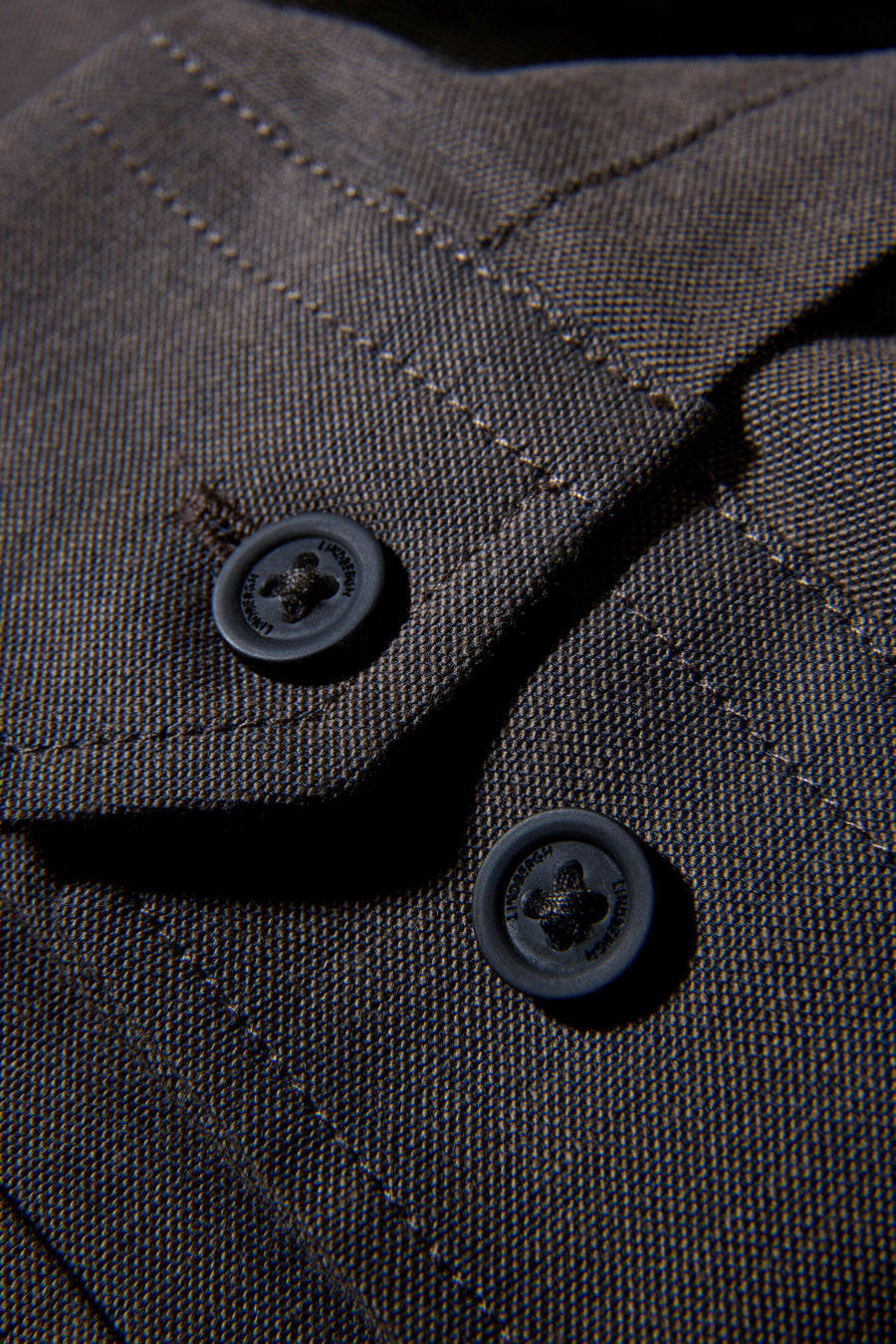 Oxford Superflex Shirt L/S Dk Brown Mix - detaljbilde