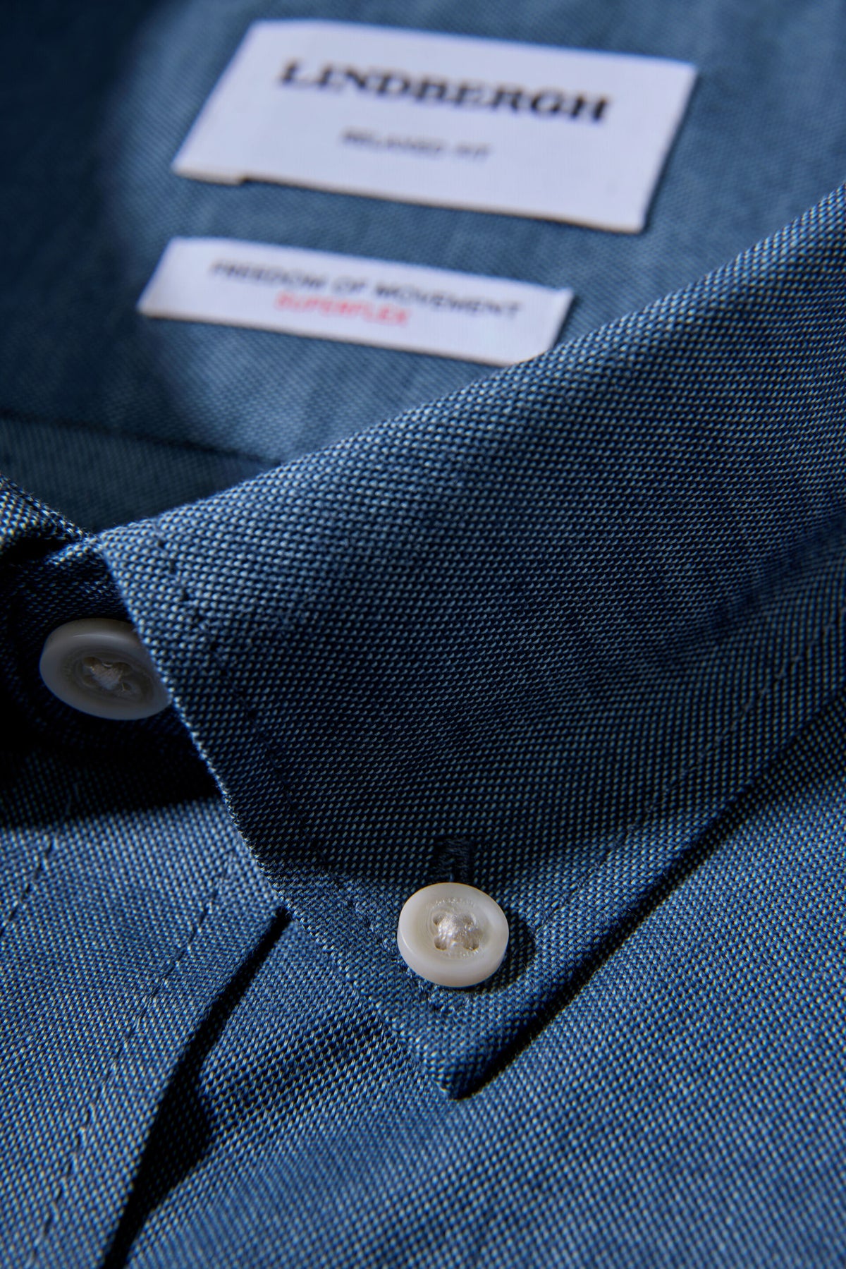 Oxford Superflex Shirt L/S Dusty Blue Mix - detaljbilde