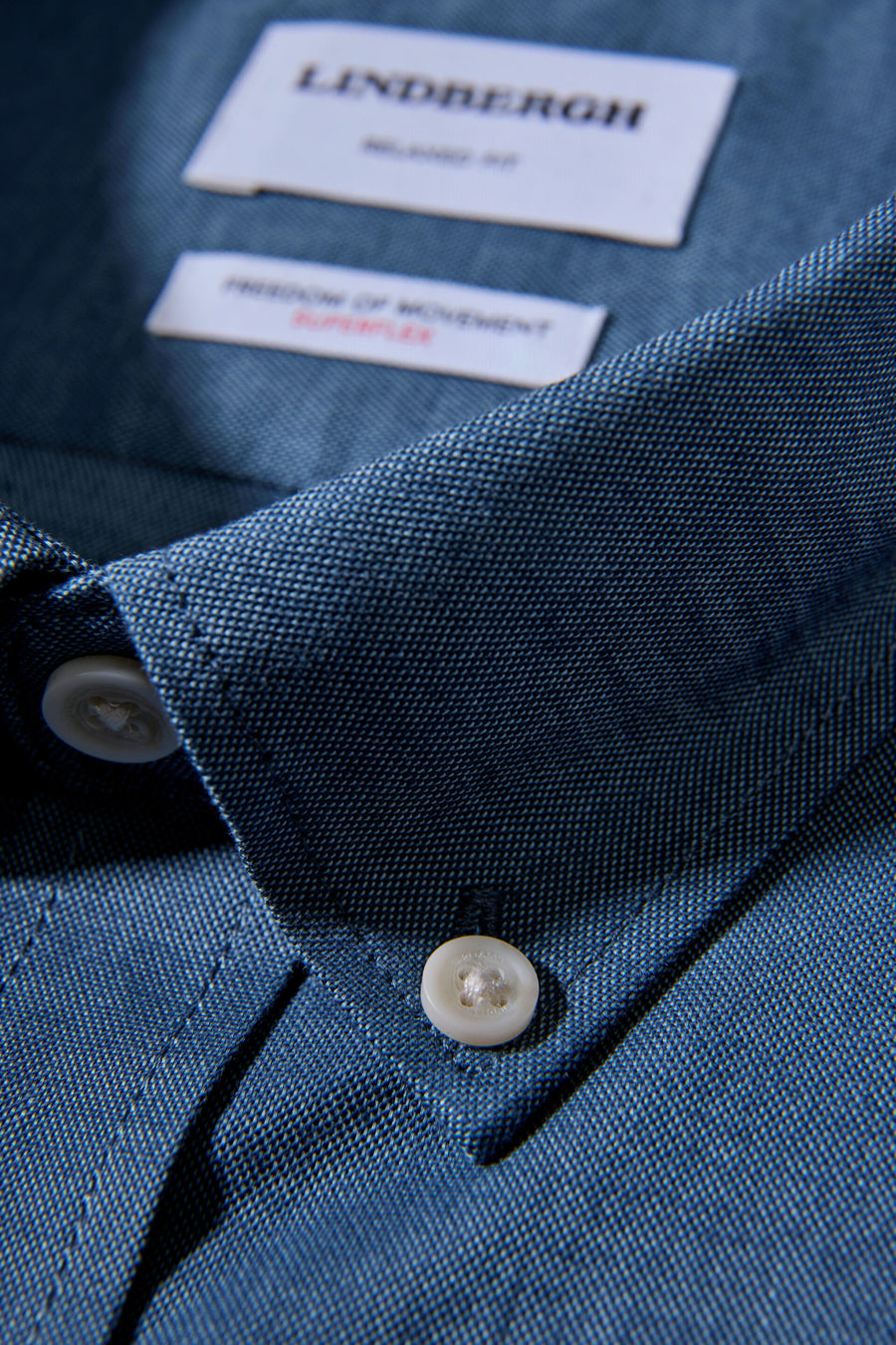 Oxford Superflex Shirt L/S Dusty Blue Mix - detaljbilde