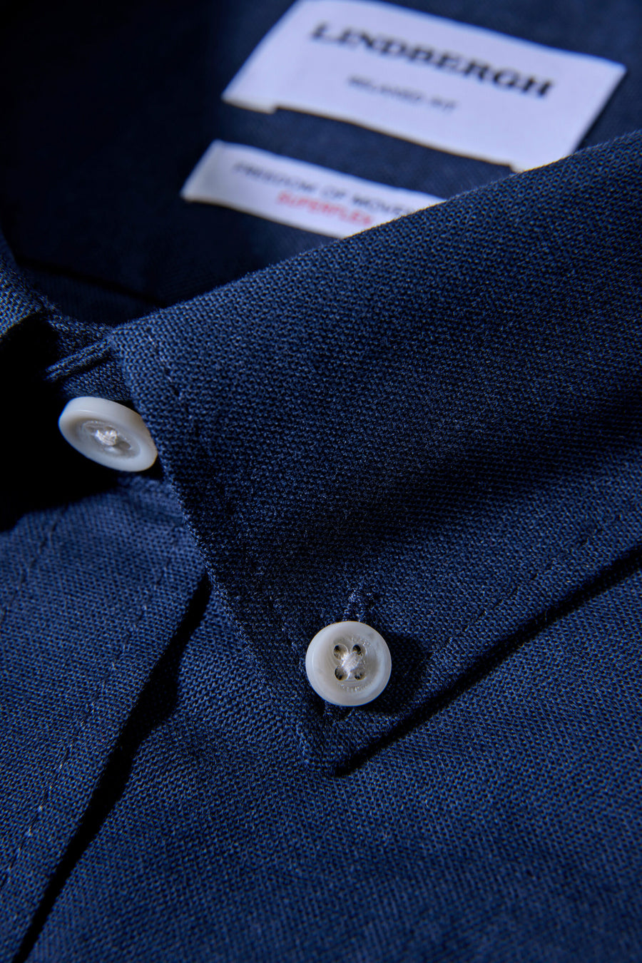 Oxford Superflex Shirt L/S Navy Mix - detaljbilde