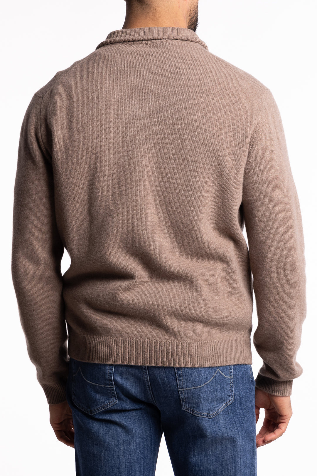Merino Wool/Cashmere Button Neck Beige