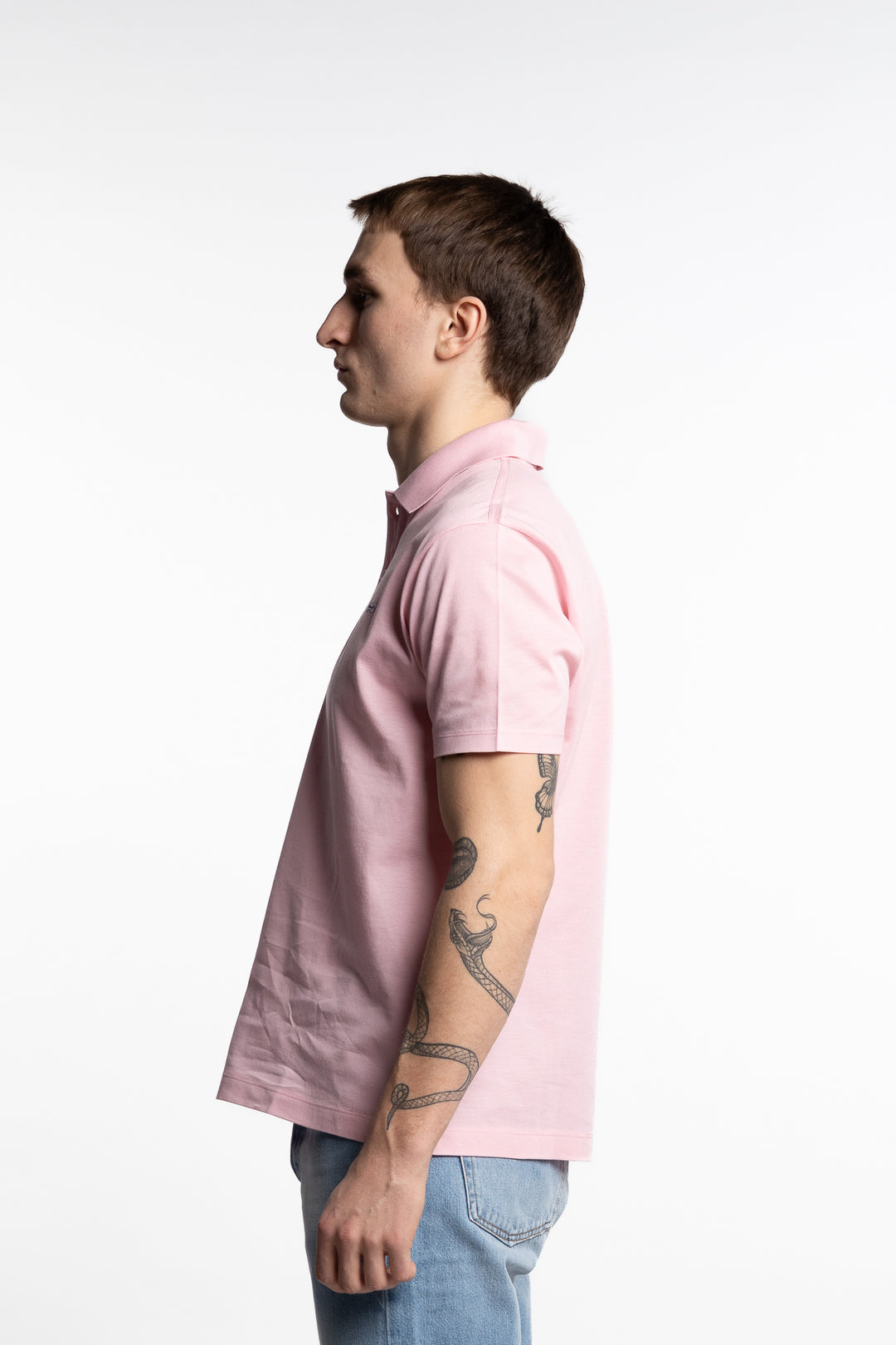 Shark Badge Double Piqué Cotton Polo Light Pink